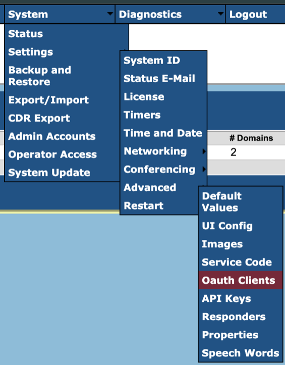 OAuth Clients navigation